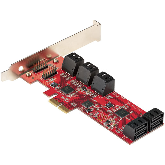 Star Tech SATA PCIe Card - 10 Port PCIe SATA Expansion Card - 6Gbps - Low/Full Profile - Stacked SATA Connectors - ASM1062 Non-Raid - PCI Express to SATA Converter/Adapter