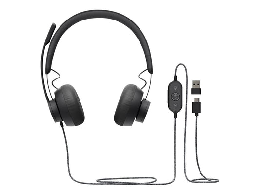 LOGITECH ZONE WIRED MS STEREO HEADSET,NOISE CANCELLING,USB-C W/USB-A, ADAPTER 2YR WTY