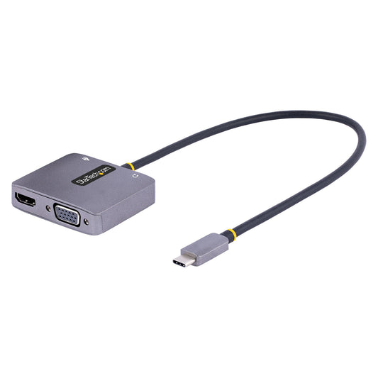 Star Tech USB C Video Adapter, USB C to HDMI VGA Multiport Adapter, 3.5mm Audio, 4K 60Hz HDR, 100W PD Pass-Through, Thunderbolt 3/4 Compatible - USB C Display Travel Adapter