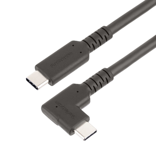 Star Tech 3ft (1m) Rugged Right Angle USB-C Cable, USB 3.2 Gen 2 (10 Gbps), Full-Featured USB C to C Data transfer Cable, 4K 60Hz DP Alt Mode, 100W Power Delivery - 90 Degree USB Type-C Cable