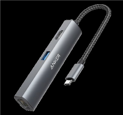 ANKER POWER EXPAND+ 5 IN 1 USB ETHERNET HUB - GRAY METAL