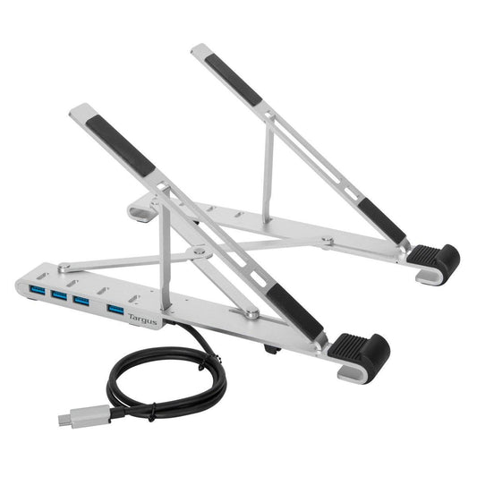 TARGUS PORTABLE STAND AND INTEGRATED USB-A HUB; 5 HEIGHT ADJUSTABLE FOLDING STAND, 4X USB-