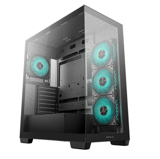 DeepCool CG580 4F Panoramic ATX Mid-Tower Case, 4 x Pre Installed Fans Single Chamber, Support Up to 2x 360mm Radiators, Front 2x USB3.0