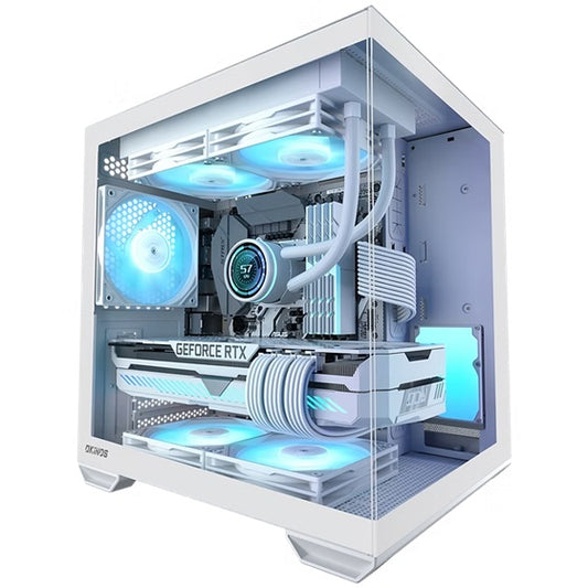OKINOS Mirage 4 mATX ARGB Case, ARGB controller, 4x ARGB Fans. Ultimate thermal, Steel,2x USB3.0, 1x3.2 Gen2 USB-C, White Tower Case