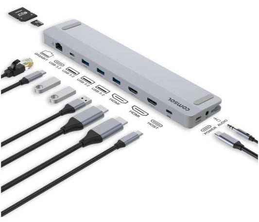COMSOL DOCK, USB-C DUAL 4K, 90W, HDMI(2) USB-C(1) USB3.0(3), 2YR WTY
