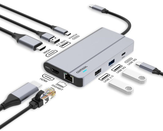 COMSOL UNIVERSAL DOCK, USB-C DUAL 4K, 85W, HDMI(2) USB-C(1) .USB-A(3), 2YR WTY