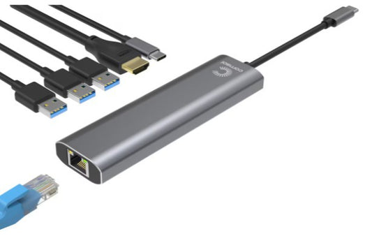 COMSOL USB-C TO 4K HDMI MULTIPORT ADAPTER, UP TO 90W USB-C POWER DELIVERY, 7 PORT