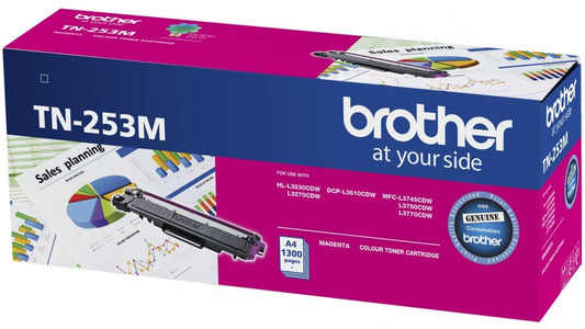 Brother TN-253M Magenta Toner Cartridge to Suit - HL-3230CDW/3270CDW/DCP-L3015CDW/MFC-L3745CDW/L3750CDW/L3770CDW (1,300 Pages)