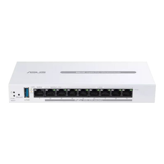 ASUS GIGABIT POE WIRED ROU TER, WAN(1), POE GbE (8), , USB(1), VLAN, EXPERTWIFI,3YR