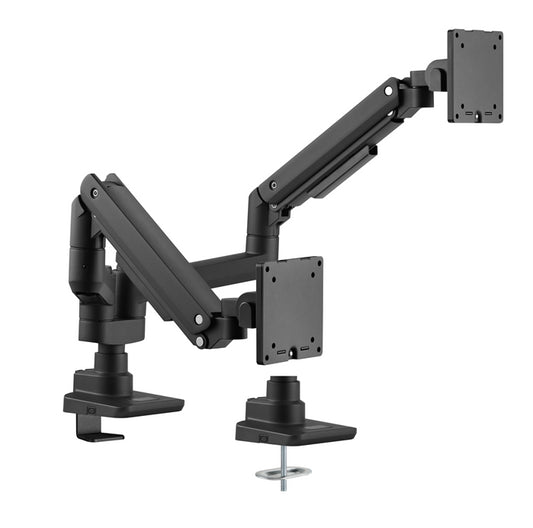 Brateck Fabulous Pole-Mounted Gas Spring Dual Monitor Arm Fit Most 17'-35' Monitors, Up to 20kg per screen VESA 75x75/100x100 Fine Texture Black (LS)