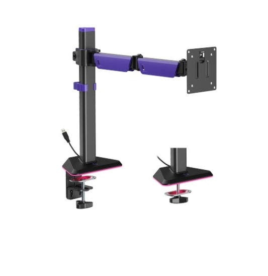Brateck LDT89-C012L Articulating RGB Lighting Gaming Monitor Arm Matte Black, Fit Screen Size: 17'-40' Up to 12 KG