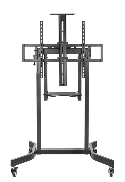 Brateck Deluxe Motorized Large TV Cart with Tilt, Equipment Shelf and Camera Mount Fit 55'-100' Up to 120kg- Matte Black