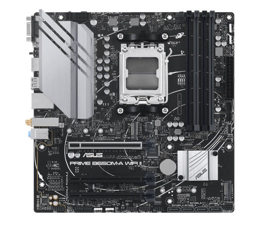 ASUS AMD B650M PRIME B650M-A WIFI II-CSM (AM5) Micro-ATX Motherboard, DDR5, 192GB, 1x PCIe 4.0 x16 slot,2 x M.2 slots, 4 x SATA,Wi-Fi 6 1 x HDMI.1