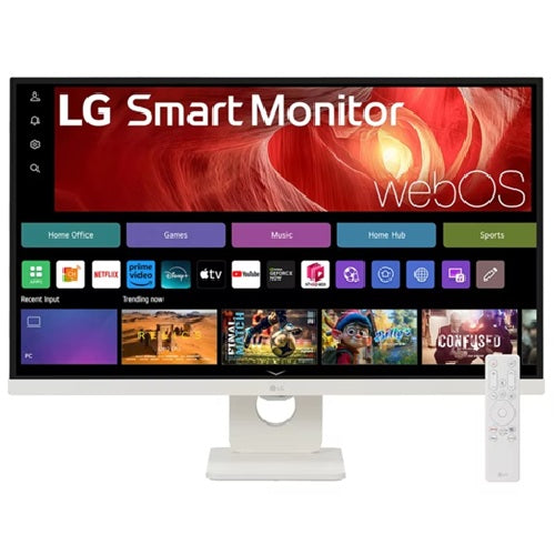 LG 27' 4K UHD IPS Smart Monitor: 3840×2160 (4K UHD), 5 ms response time, 60Hz refresh, ~400‑nit brightness, USB‑C / HDR400, height/tilt pivot stand