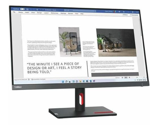 LENOVO ThinkVision S27i-30 27' FHD 100Hz FreeSync LED IPS Monitor 1920x1080 4ms 16:9 Tilt Adjustable VGA HDMI 3.5mm Out VESA 3yrs ~63DDKAR6AU