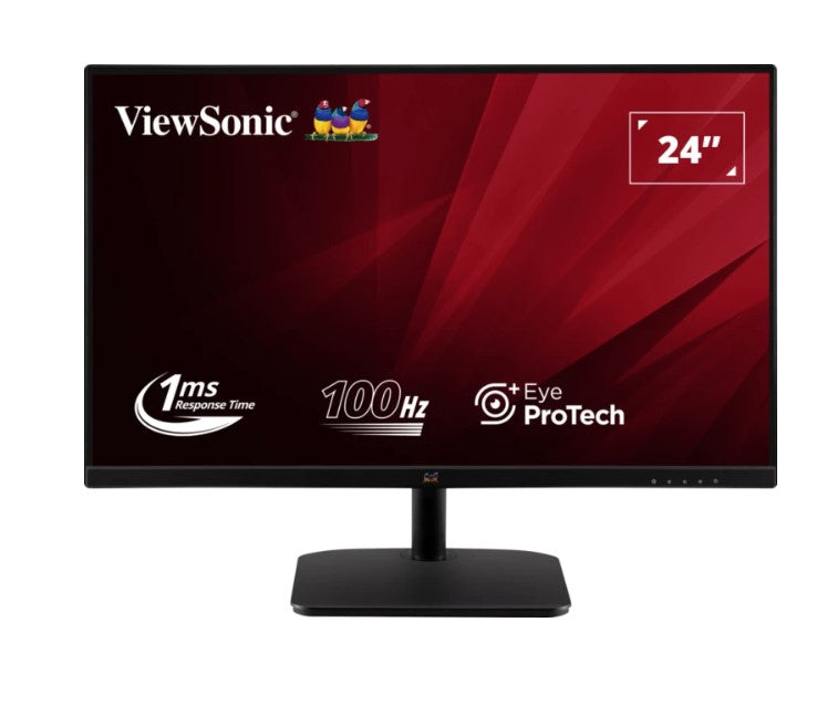 ViewSonic 24' Office Ultra Thin Bezel + SuperClear IPS, 2x Speakers, 4ms 100h FHD 1080, HDMI, VGA, 3.5 Audio, Multi-View, Eye Care. VESA 75, Monitor