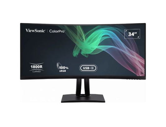 ViewSonic 34' ColorPro‚Ñ¢ 21:9 Curved UWQHD 3440 x 1440, 90W USB-C, 100% sRGB, Delta E < 2 color Accuracy, Pre-calibrated Pro Designer Monitor (LS)