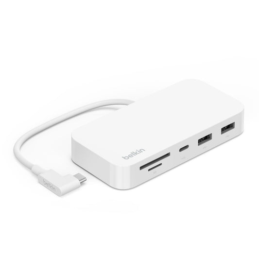 Belkin Connect USB-C Ü 6-in-1 Multiport Hub with Mount - White (INC011btWH), 10Gbps, 2x USB-A, USB-C, SD 3.0 & MicroSD Card Reader, 2 Years Warranty