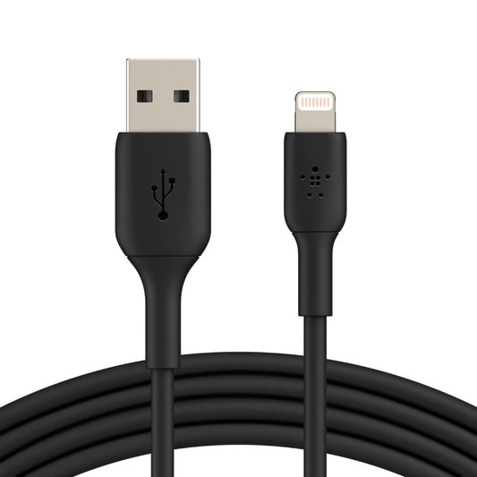 Belkin BoostCharge Lightning to USB-A Cable (2M) - Black (CAA001bt2MBK), 480Mbps, 25K+ Bends,Apple iPhone/iPad/Macbook, MFi-Certified,2 Years Warranty