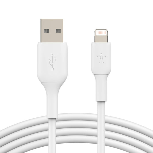 Belkin BoostCharge Lightning to USB-A Cable (2M) - White (CAA001bt2MWH),480Mbps, 25K+ Bends, Apple iPhone/iPad/Macbook,MFi-Certified, 2 Years Warranty