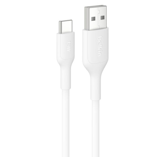 Belkin BoostCharge USB-C to USB-A Cable (1M) - White (CAB021fq1MWH), 15W, 480MBPS, 300K Bends, Apple, Samsung, USB-IF Certified, 2 Years Warranty