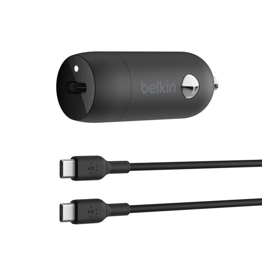 Belkin BoostCharge 30W USB-C Car Charger + USB-C to USB-C Cable - Black(CCA004bt1MBK-B6) , USB-IF Certified, Apple iPhone, CEW $2,500,2 Years Warranty