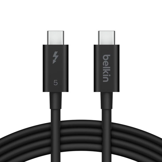 Belkin Connect Thunderbolt 5 Cable (1M) - Black (INZ005fq1MBK), 240W Power Delivery, 80Gbps, 8K or 4K@540Hz, Thunderbolt 5 certified, 2 Years Warranty