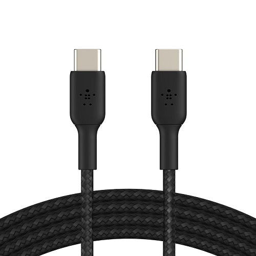 Belkin BoostCharge Braided USB-C to USB-C Cable (1M) - Black (CAB004bt1MBK), 60W, 480Mbps, 30K+ Bends,Samsung Galaxy,USB-IF Certified,2 Years Warranty