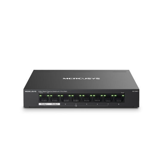 TP-LINK MERCUSYS 8-PORT GIGABIT DESKTOP SWITCH, POE+(7), 65W, METAL CASE 5YR