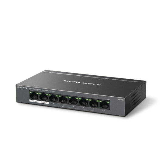 TP-LINK MERCUSYS 8-PORT GIGABIT DESKTOP SWITCH, POE+(7), 65W, METAL CASE 5YR