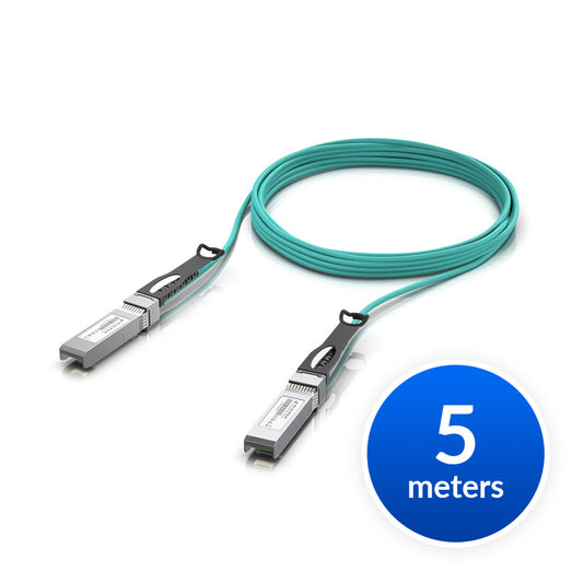Ubiquiti 25 Gbps Long-Range DAC, Long-range SFP28, 5m Length, Support 25/10/1 Gbps, PVC Cable Jacket, Aqua Color
