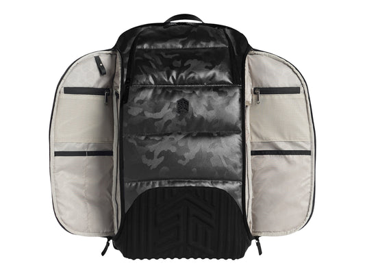 STM (DUX) 30L LAPTOP BACKPACK, FITS UP TO 17", BLACK CAMO, 3YR WTY