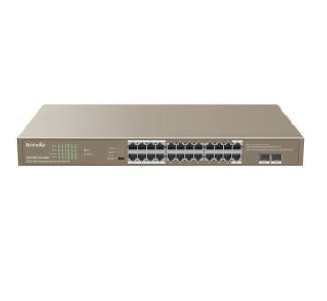 TENDA (TEG1126P-24-410W) 24GE + 2SFP Ethernet Switch With 24-Port PoE+