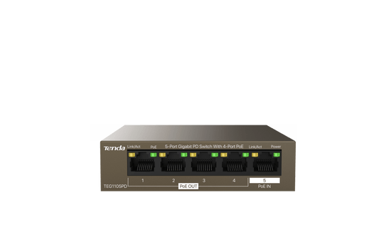 TENDA TEG1105PD 5-PORT GIGABIT PD SWITCH WITH 4-PORT POE