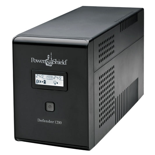 PowerShield Defender 1200VA/720W UPS, AVR, LCD display, 6 AUS sockets, user-replaceable batteries, 2-year warranty