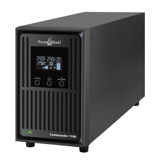 PowerShield Commander 1100VA/990W - 10Amp, Line Interactive Pure Sine Wave Tower UPS with AVR, 2 AUS sockets, 10A, C13 x 3, 2-year warranty
