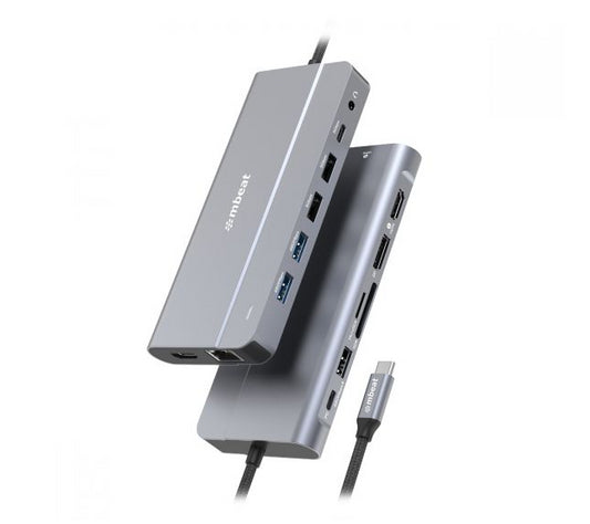 mbeat® Elite X14 Triple 4K Display Multi-Port USB-C Hub USB-C 3.2 Gen 2 × 1, Supports USB-C DisplayPort 1.4 (DP-Alt Mode) HDMI 2.0 Version × 2, Max.