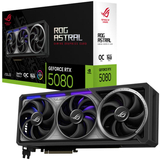 ASUS nVidia GeForce ROG-ASTRAL-RTX5080-O16G-GAMING OC Edition GDDR7 2760 MHz Boost Clock 30 Gbps 256-bit Digital Max Resolution 7680 x 4320