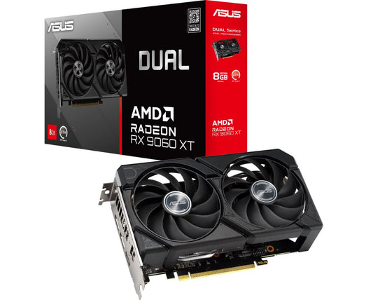 ASUS AMD Radeon Dual RX9060XT 8G GDDR6 20 Gbps‚Äã 128-bit 2.5 Slot 202 x 120 x 49mm