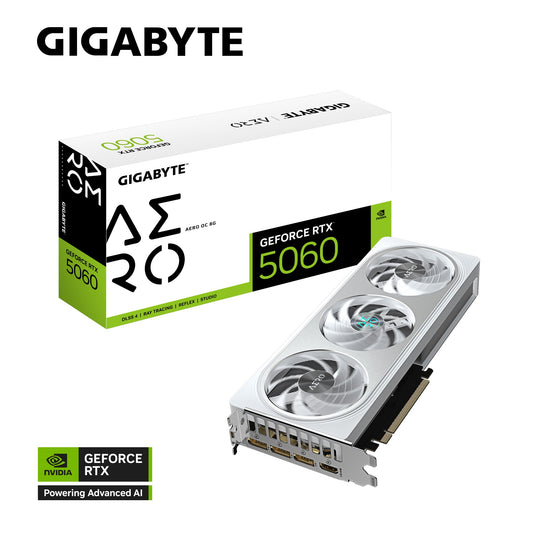 Gigabyte GeForce RTX™ 5060 AERO OC 8G, 2595 MHz, CUDA 3840, 28 Gbps, GDDR7, 128 bit, PCI-E 5.0, PSU 500W, DisplayPort 2.1b *3 HDMI 2.1b x1