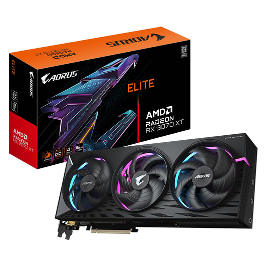 Gigabyte AORUS Radeon™ RX 9070 XT ELITE 16G, 20 Gbps, GDDR6, 256 bit, PCI-E 5.0, DirectX 12 API, PSU 850W, 8 pin*3, DisplayPort 2.1a *2 HDMI 2.1b *2