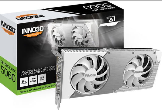 INNO3D nVidia GeForce RTX 5060 TWIN X2 OC WHITE 8GB GDDR7 2527MHz Boost Clock, RAM 28Gbps, 3xDP, 1xHDMI
