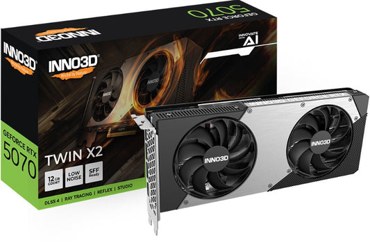 INNO3D nVidia GeForce RTX 5070 TWIN X2 12GB GDDR7 2512 MHz Boost Clock, RAM 28 Gbps, 3x DP, 1xHDMI 250x116x41mm