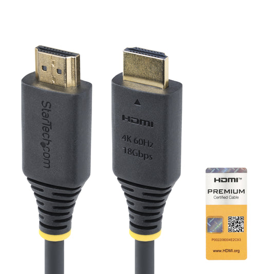 Star Tech 1.5m (4.9ft) Premium Certified High Speed HDMI Cable, 4K 60Hz/1440p 144Hz, HDR10/HDCP 2.2/ARC, 18Gbps, UHD HDMI 2.0 Cord for TV/Monitor/Display, TPE Jacket