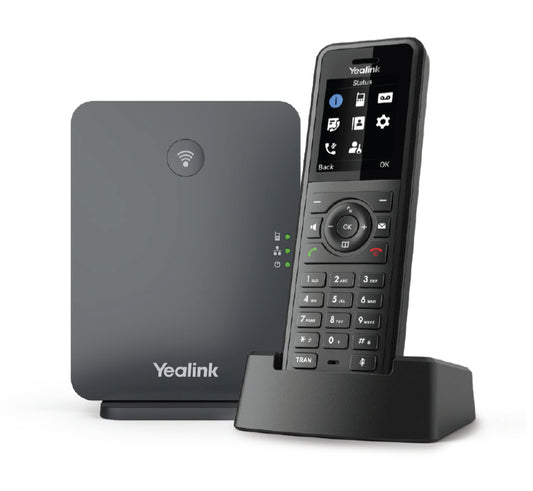 Yealink (W77P) Wireless DECT Solution, 1.8" Color Screen, includes 1x W70B Base Station, 1x W57R Handset with Belt Clip, Base Stand, Charger Cradle, Cable, Cove