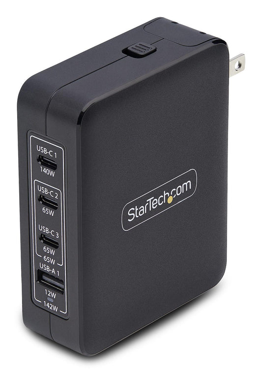 Star Tech 140W USB-C Wall Charger, 3x USB-C/1x USB-A, PD 3.1 International GaN Power Adapter for MacBook/Dell XPS/Inspiron