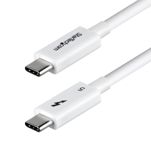 Star Tech 1.5ft (50cm) Thunderbolt 5 Cable, 80Gbps/Up to 120Gbps, 240W PD, 8K 60Hz, Certified Thunderbolt Cable, Compatible w/Thunderbolt 4/USB4/USB-C - White