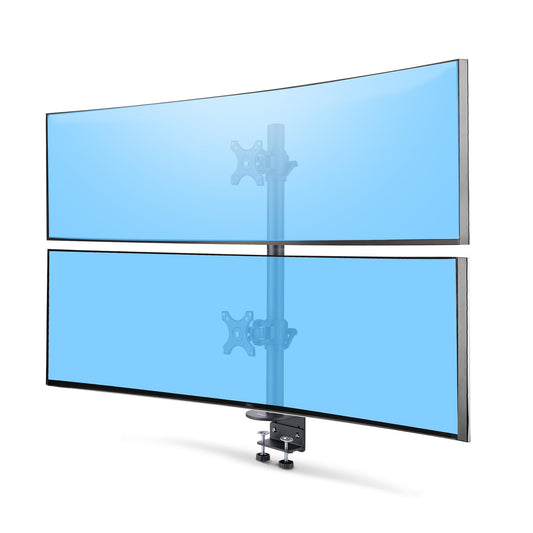 Star Tech Desk Mount For 2x Vertically Stacked Monitors, Dual 49", Total 70lb (32kg), C-Clamp, Quick-Release VESA System, Widescreen 16:9/Ultrawide 32:9, TAA