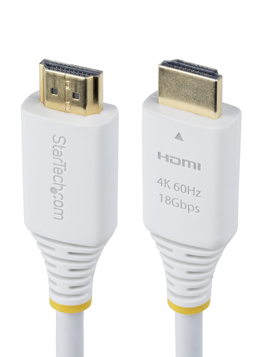 Star Tech 10ft (3m) Premium Certified High Speed HDMI Cable, 4K 60Hz/1440p 144Hz, HDR10/HDCP 2.2/ARC, 18Gbps, UHD HDMI 2.0 Cord for TV/Monitor/Display, TPE Jacket, White