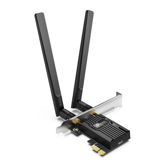 TP-LinkAX3000 Dual Band Wi-Fi 6 Bluetooth PCI Express Adapter
SPEED: 2402 Mbps at 5 GHz + 574 Mbps at 2.4 GHz
SPEC: 2× High Gain External Antennas
FEATURE: MU-M